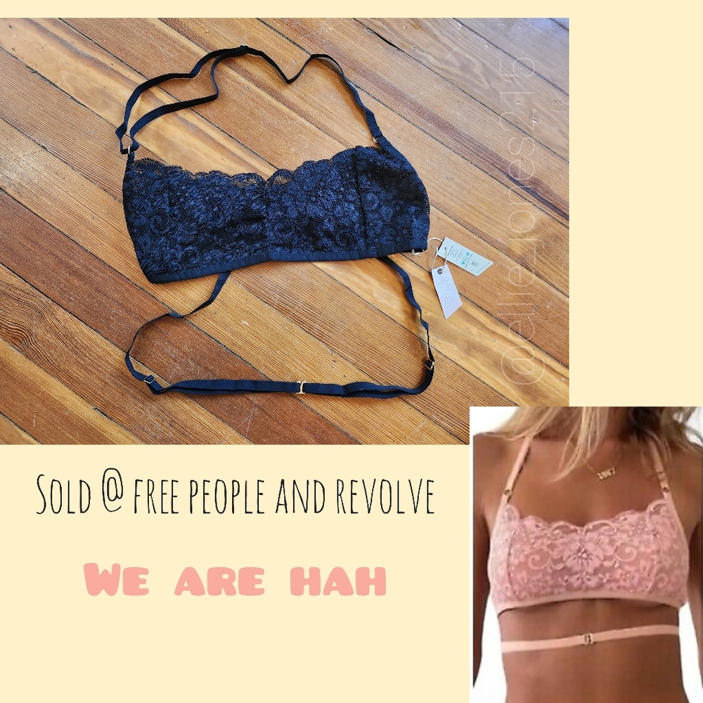 Hot As Hell Free People Don't Cross Me Halter Bralette- Black (l)